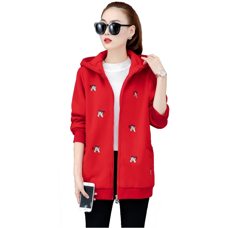 

Top Selling Product Oversized Coats Korean Style Obese Women Hooded Jacket Autumn And Winter Plus cashmere knitting Outwear 355