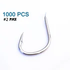 1000 шт. #2 рыболовный крючок на щуку, оптовая продажа, плоский высококачественный рыболовный крючок для соленой воды, одинарные крючки из высокоуглеродистой стали для рыбы