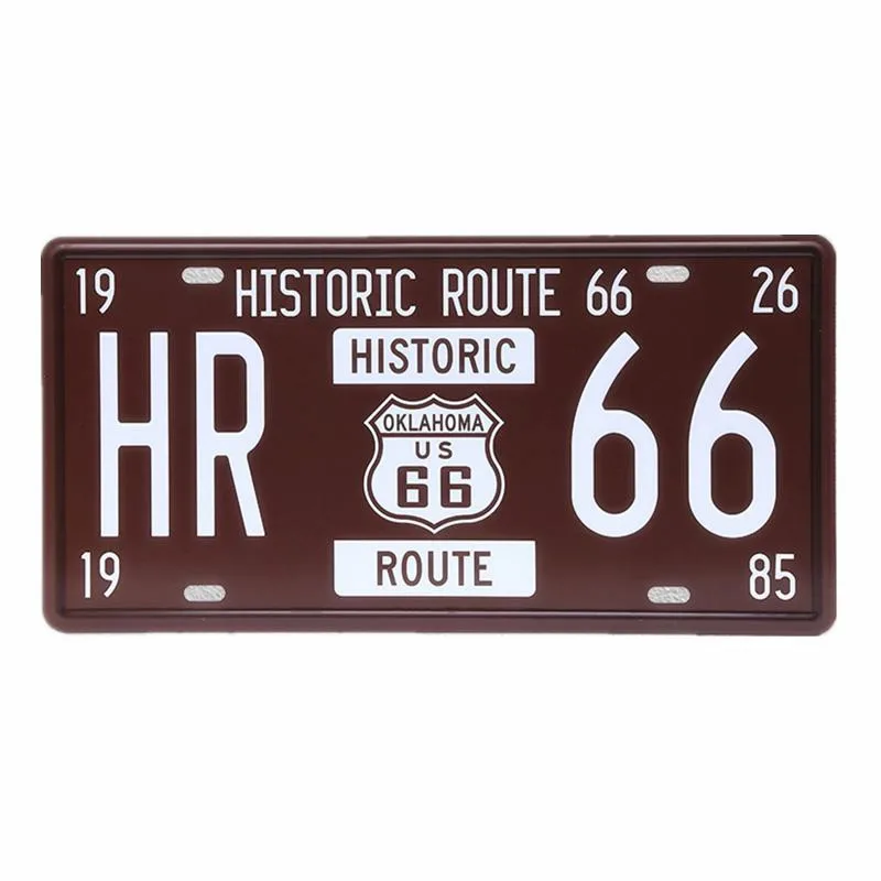 

New Styles Car Route 66 Vintage Metal Tin Signs Dog license Plate Sign Home Wall Decoration For Garage 30x15cm Mix Order A535