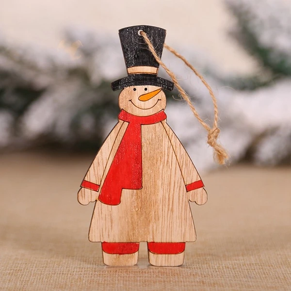 Snowman 1 шт. подвесные деревянные милые рождественские украшения с собакой Подвески DIY деревянные поделки орнамент с рождественской елкой детский подарок Рождественское украшение для вечеринки - Цвет: Snowman