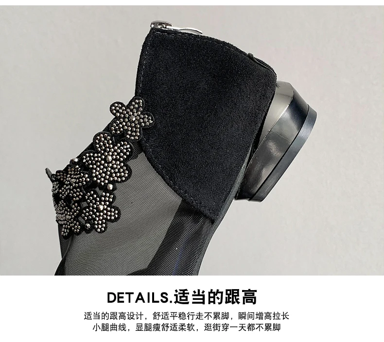 

Woman High Heels Shoes Party Mesh Ladies Party Lace Classics High Heels Crystal Zipper Crystal Solid Platform Sandals