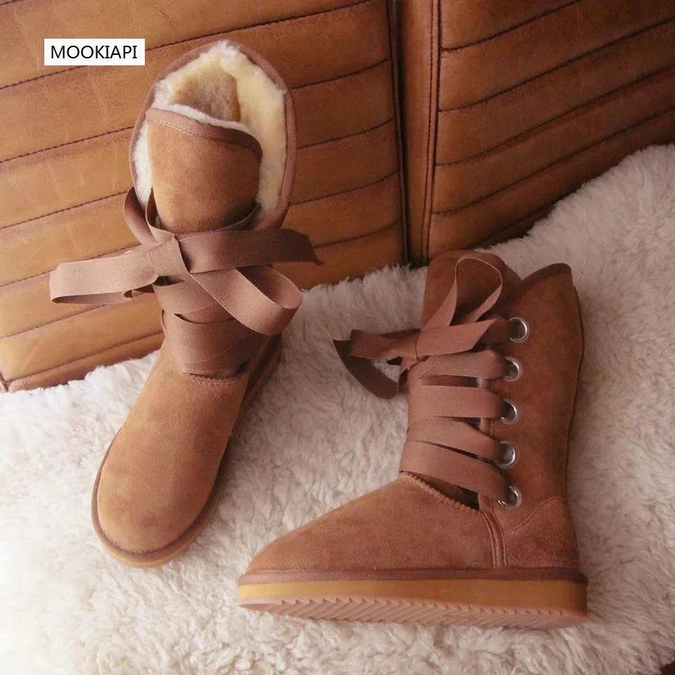 Новейший Европейский стиль 2019 г. Зимние сапоги с высоким голенищем натуральная