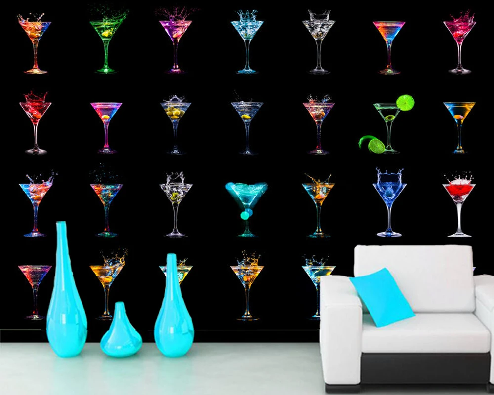 Коктейль серии на черном фоне напиток 3d обои papel де по сравнению гостиная спальня