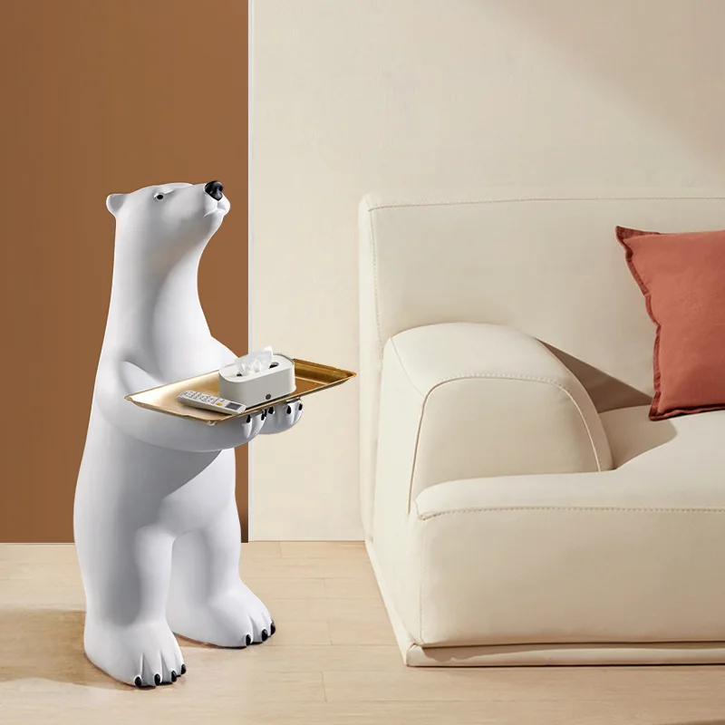 

Large Floor-standing Polar Bear Large Welcome Home Decorations Beside The Living Room TV Cabinet