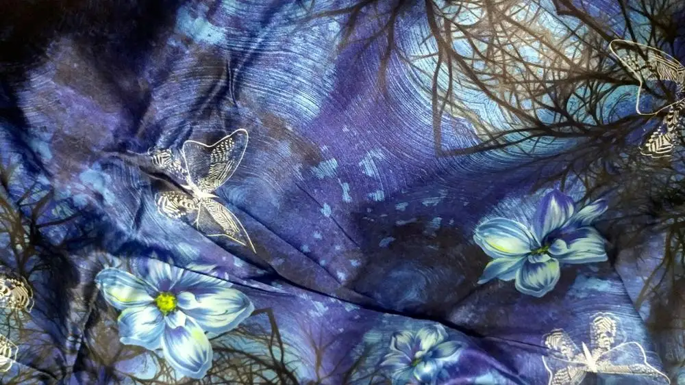 Новинка женские платья высокого качества компьютерные цифровые цветы синие