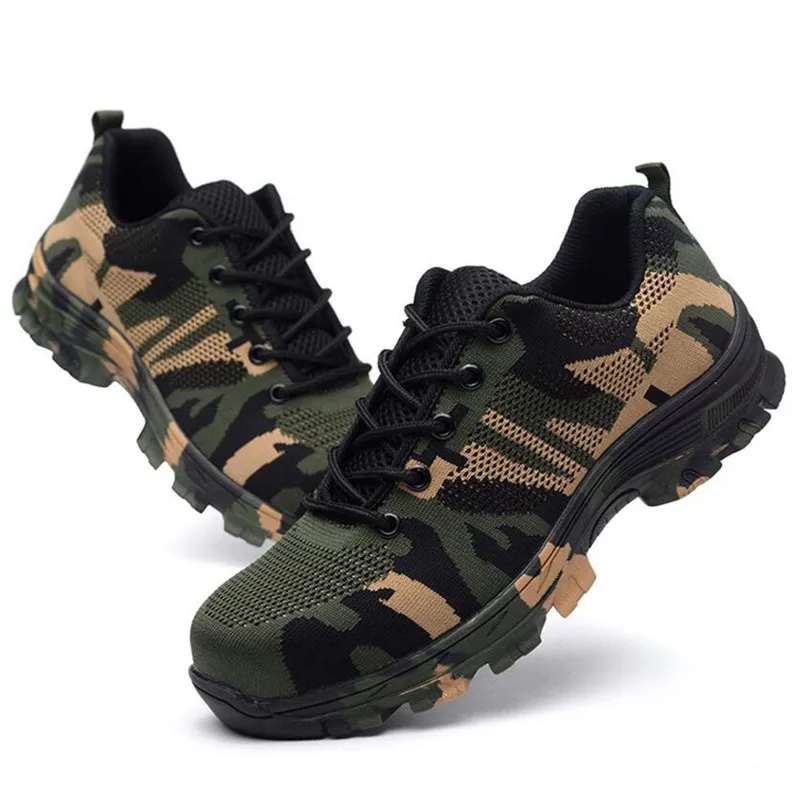 

Mens Labor Insurance Puncture Proof Shoes Men Safety Work Boots Fashion Camouflage Spring Breathable Mesh Steel Toe Casual Shoes