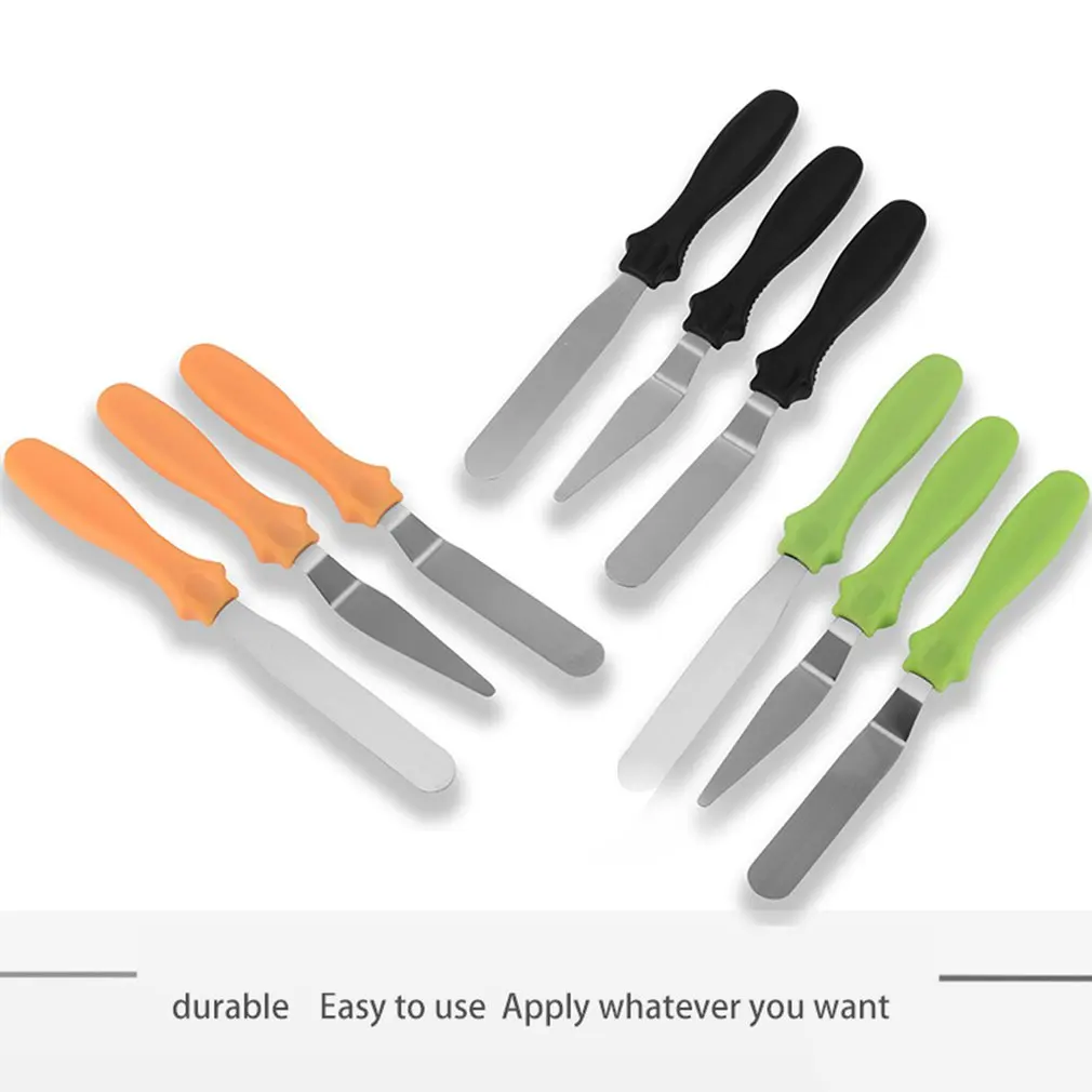 

3pcs Blade Angled Espatula Spatula Cake Icing Spatula Smooth Filling Tool Cutter Set Wedding Valentine Baking Pastry Tool
