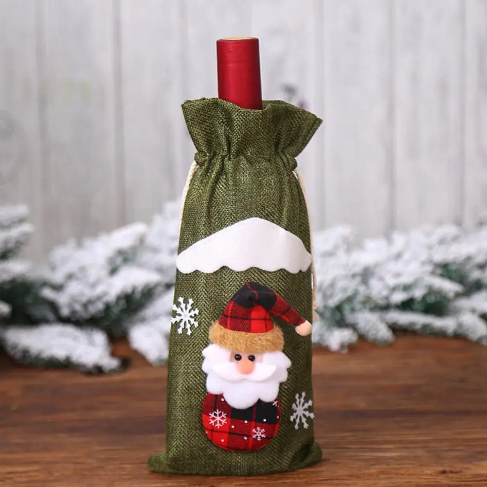 

Рождественские Чехлы для винных бутылок, праздничные Чехлы для бутылок с Санта-Клаусом, шампаном, красные рождественские украшения для сто...