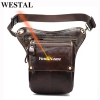 westal genuine leather leg bag in waist pack motorcycle fanny pack belt bags phone pouch travel male small leg bag tactical 3237