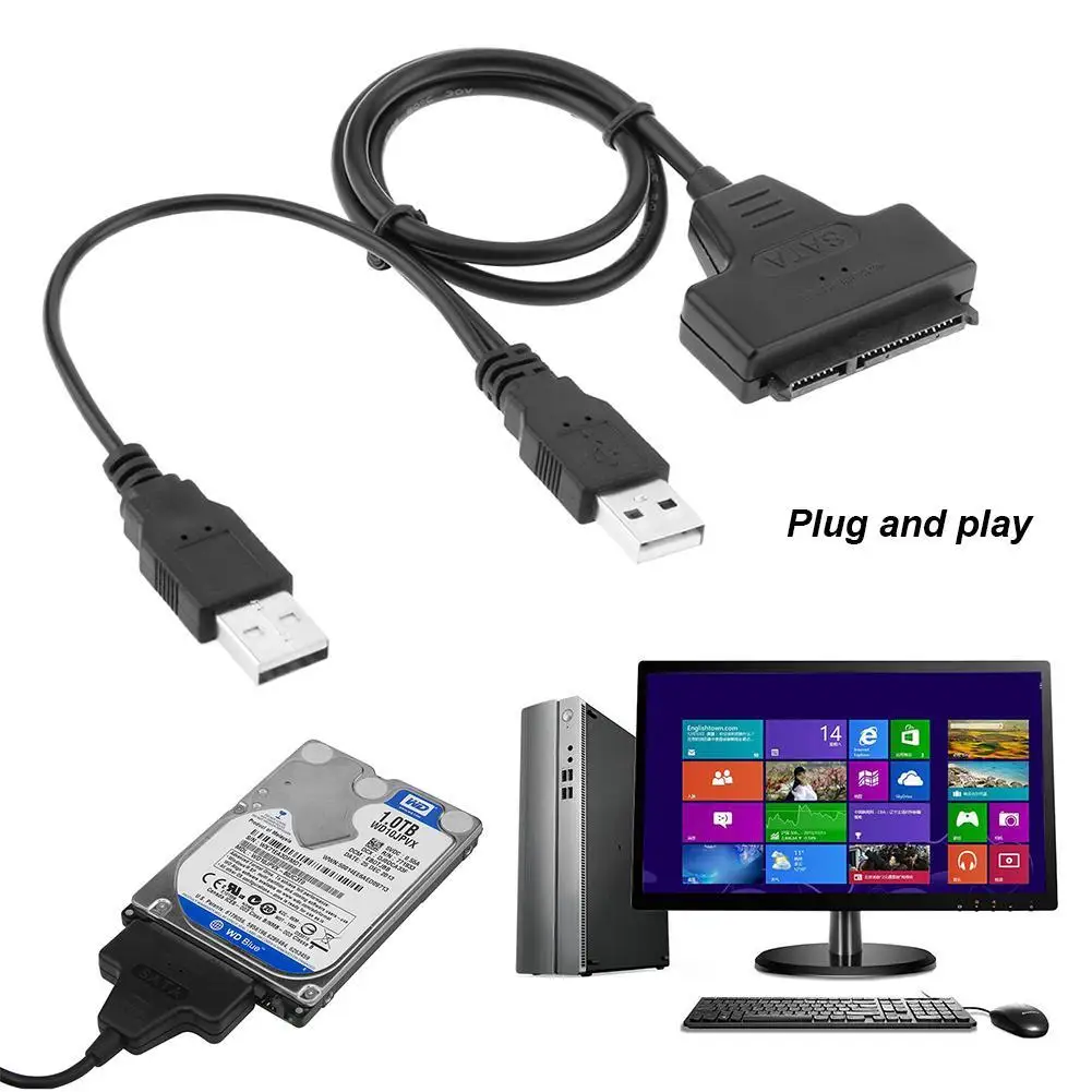 Адаптер USB 2 0 SATA 7 + 15Pin кабель для 5 дюймов расширения HDD жесткий диск ноутбука Внутренний твердотельный