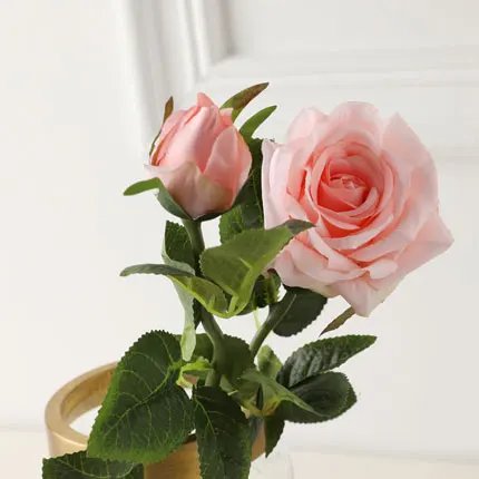 light pink yumai 1шт 40см 2 головы розовые парижские розы искусственные цветы свадебные украшения центральным цветами - Цвет: light pink