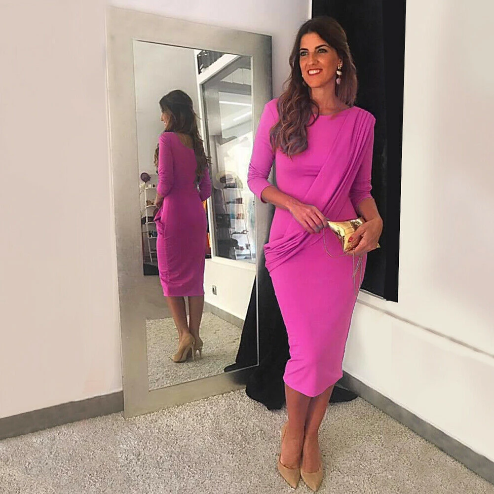 Элегантное женское платье с длинным рукавом облегающее повседневное вечернее