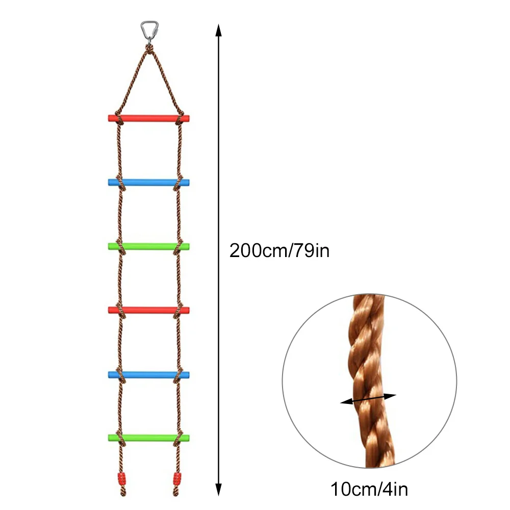 

1Pc Wooden Rungs PE Rope Ladder Kids Sport Rope Swing Safe Fitness Equipment Child Climbing Indoor Outdoor Garden Toy
