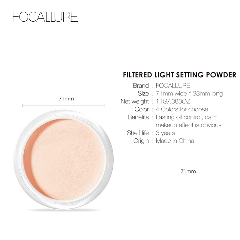 

FOCALLURE Flawless Setting Powder Oil Control Brighten Natural Makeup Loose Powder Smooth Face Matte Powder