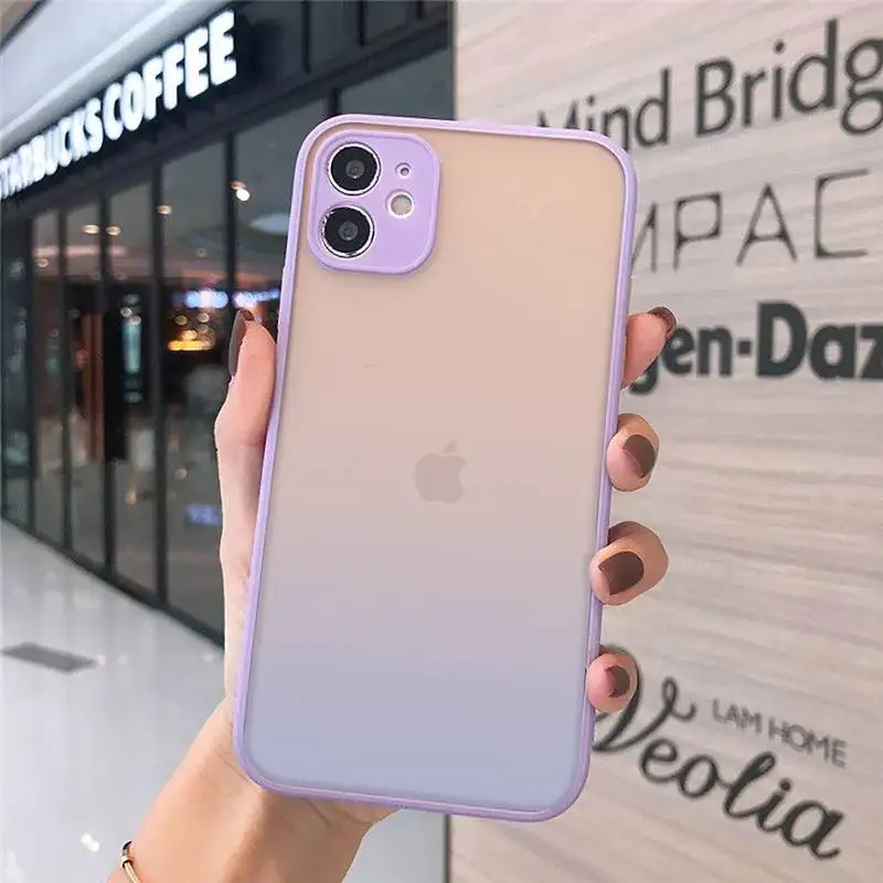 

Fashion Gradient translucent Phone Case matte transparent For purple iPhone 7 8 x xs xr 11 12 pro plus max mini Clear Funda