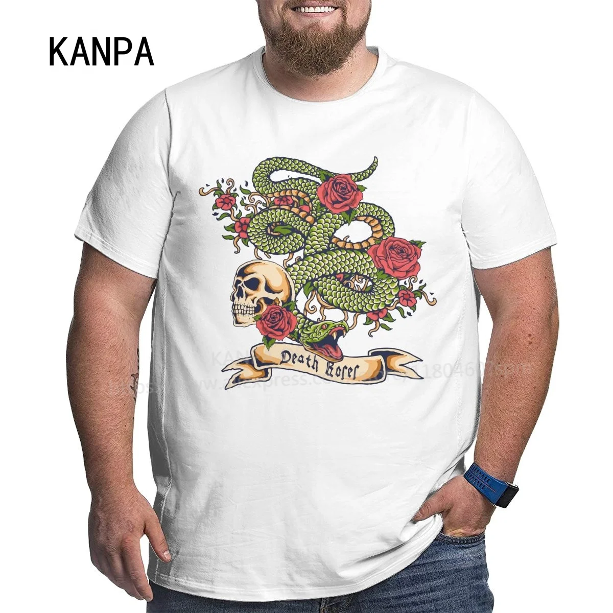 Kanpa хлопковые футболки с принтом змеи и черепа для больших мужчин мужская одежда