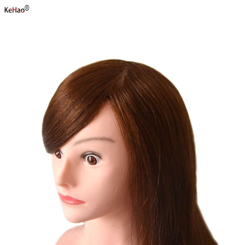 Mannequin Head With Shoulder 24inch 100% Natural Real Hair Training Head Can Paint Curl Twist to Make Hairstyle Doll head enlarge