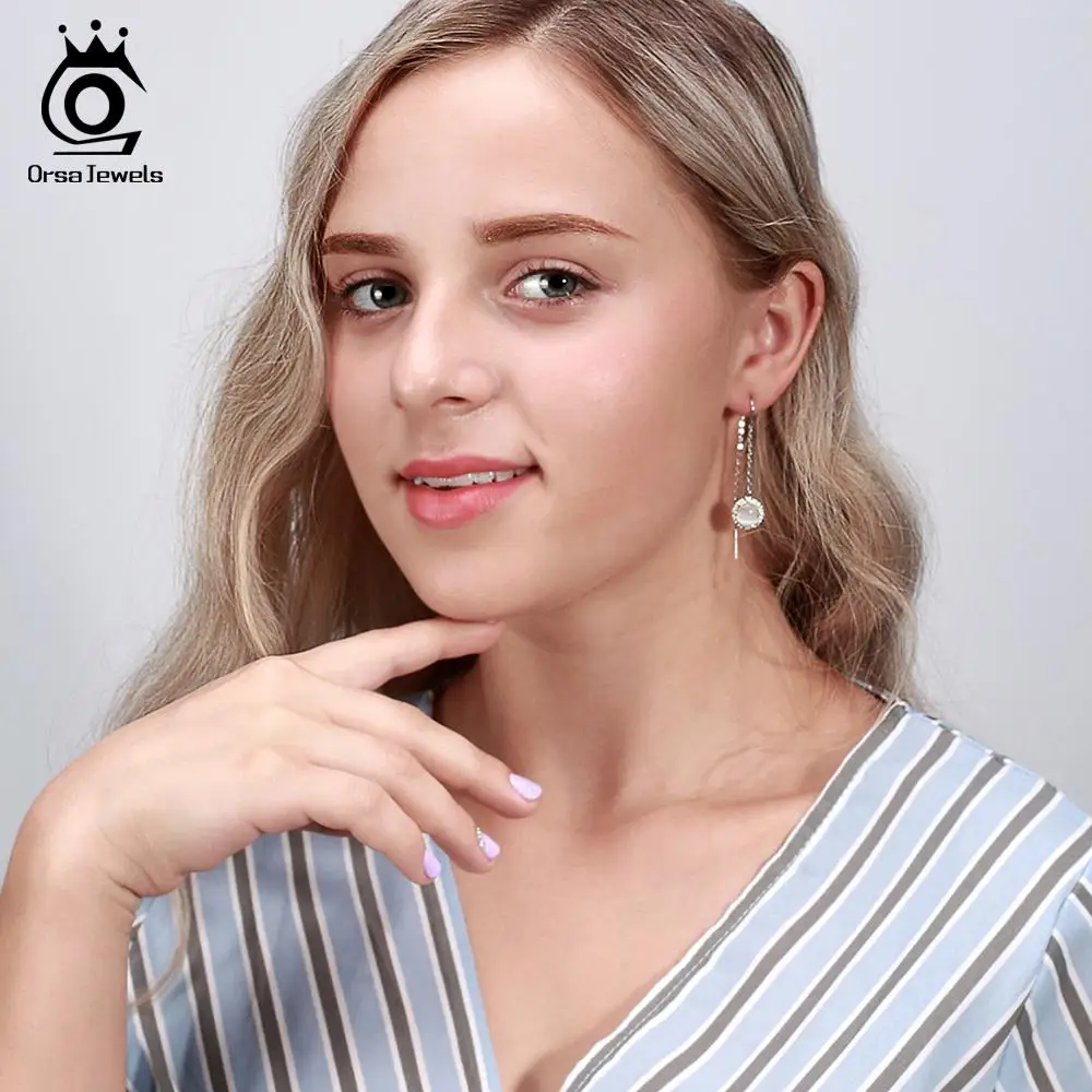 ORSA JEWELS, настоящее 925 Висячие серьги из серебра 925 пробы, натуральный камень, идеальная полировка, серебряные серьги, модные женские ювелирные изделия, ASE74