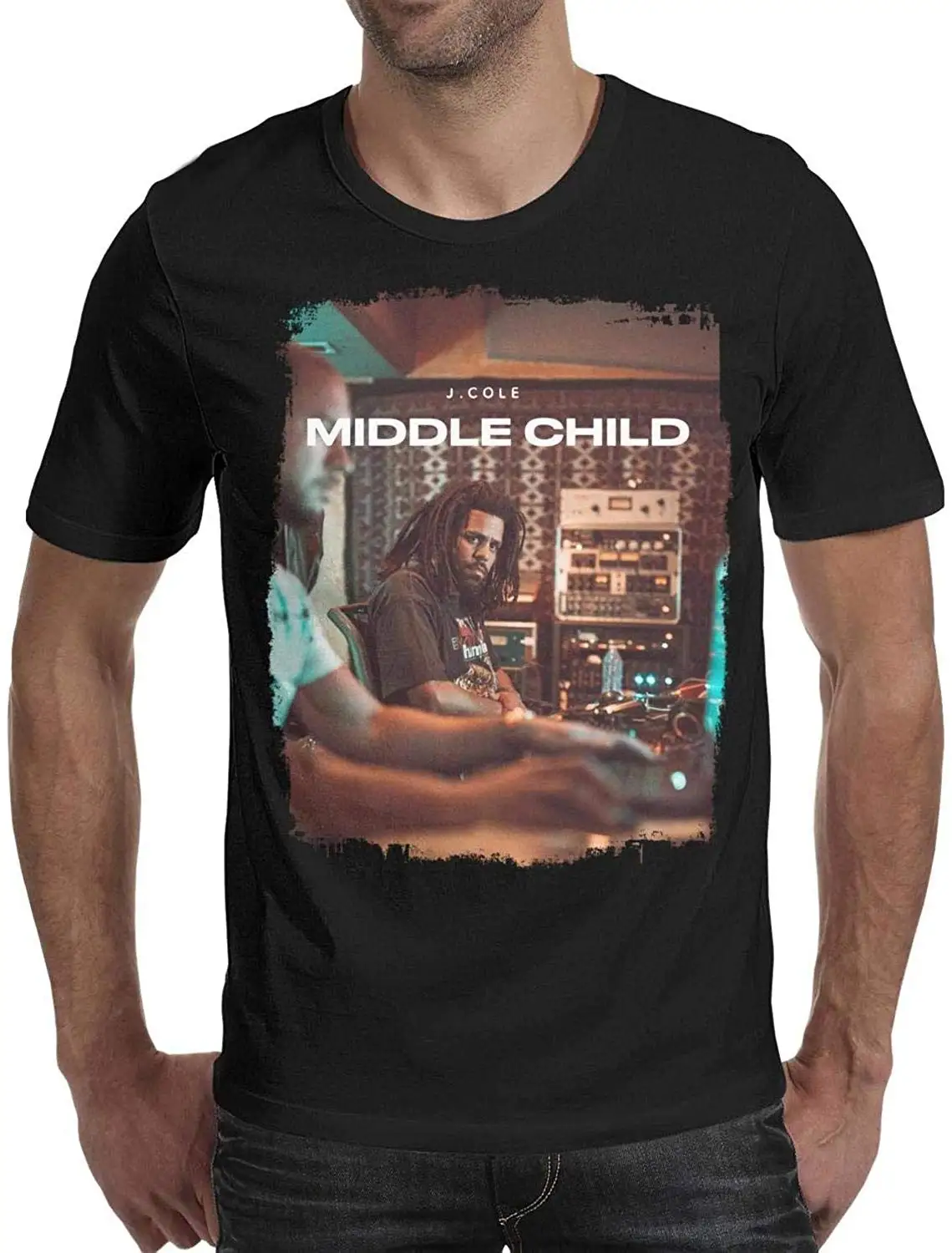 

RockFeelTEE Mens Short Sleeve Cotton t-Shirts J.Cole-Middle-Child- Shirt