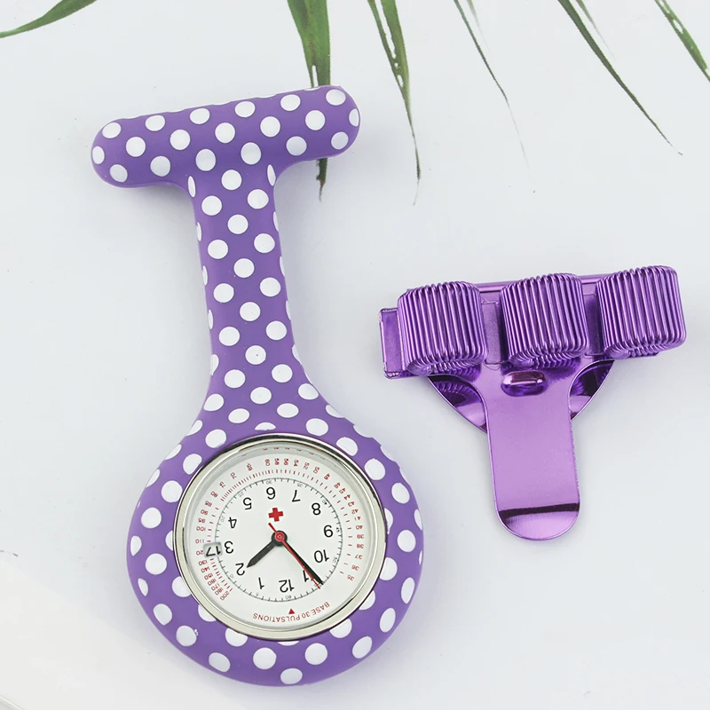 Polka Dot Silicone Nurse Watch+Pen holder Set Fob Pocket Medical Gift for Hospital Work Doctor Clock with Calendar