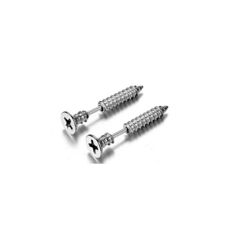 silver 2pcs 1-6 пар серьги из нержавеющей стали для мужчин Поддельные Вилки туннели шпилька для уха спираль бар для женщин мужчин серьги-кольца - Окраска металла: silver 2pcs