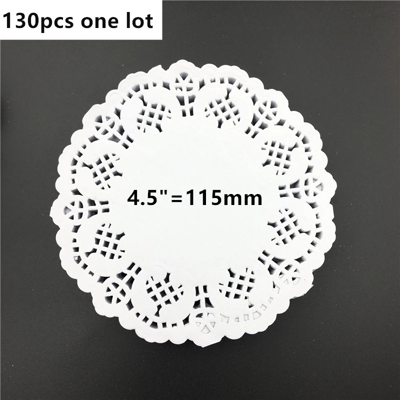 130pcs 115mm 130 шт. 4,5 ''6. 5 ''8,5'' белый круглые бумажные кружевные салфетки Doyleys Винтаж подставки для столовых приборов ремесло, свадьбы, Рождества, Украшение стола - Цвет: 130pcs 115mm