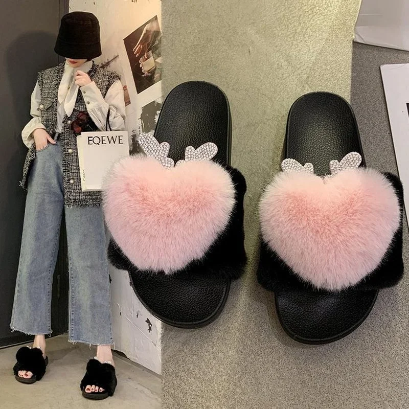 

Hairy slippers women's outer wear 2021 new Korean ins tide shoes autumn and winter household home cotton slippers spring
