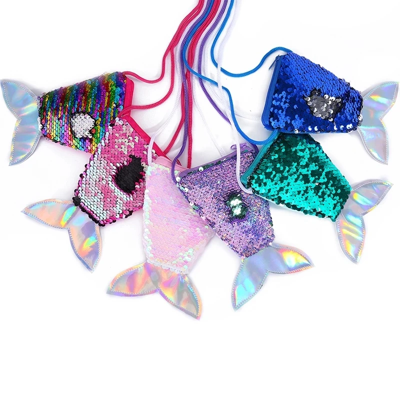 

Kids Mermaid Tail Coin Bag Sequin Wallet Bags Girl Crossbody Bag Keys Card Holder Pouch Mini Zipper Purse