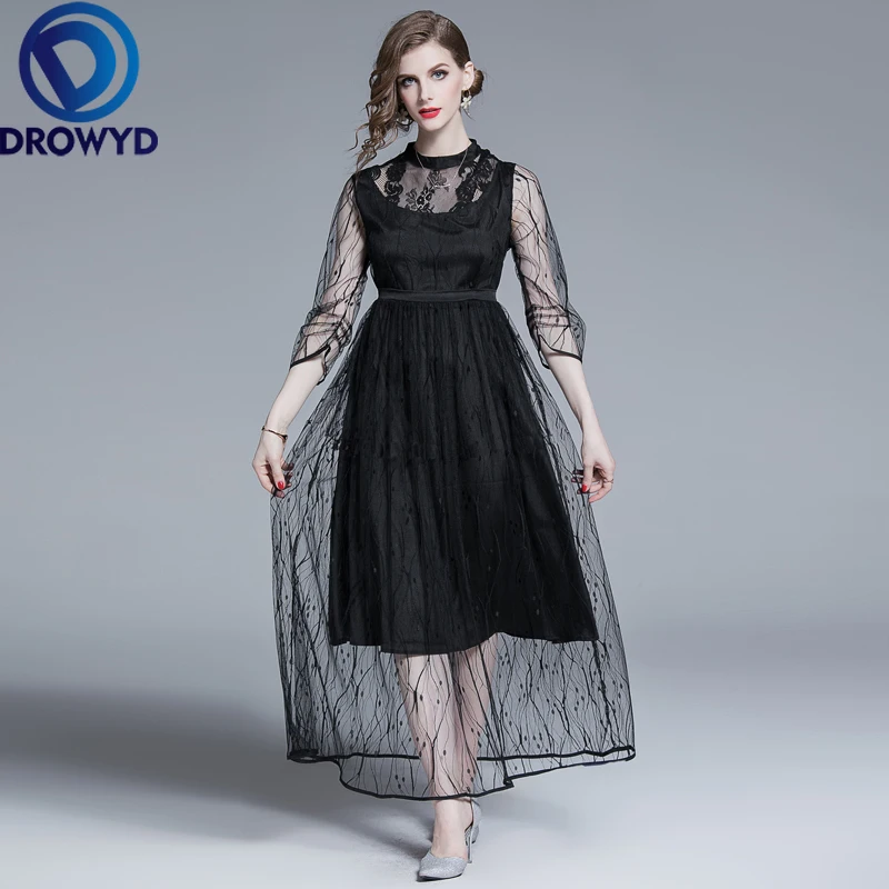 Черная сетчатая юбка миди платье женское модное в стиле Бохо для маленьких