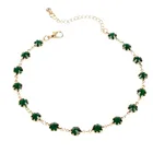 Милое зеленое бриллиантовое ожерелье с кристаллами, короткое ожерелье-цепочка для женщин, эффектные ювелирные изделия, подарки, Прямая поставка