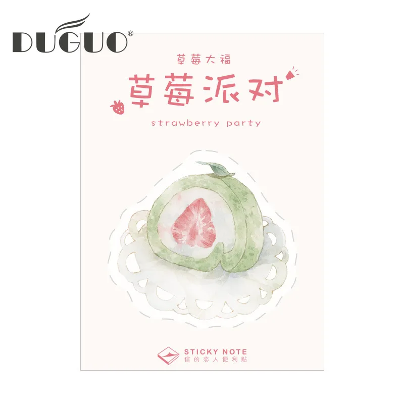 

DUGUO Cute Stationery Strawberry Party Series Sticky Notes Cute Portable Salt Handbook N Times Sticker Cute Memo Kawaii Supplies