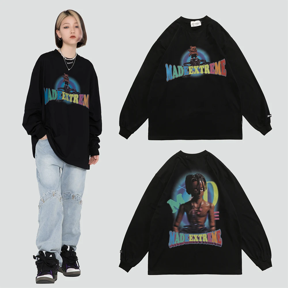 

Print Streetwear Men's Tshirt Sprint Autumn Hip Hop T-shir Oversized Tee Shirts Man
