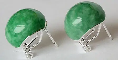 

simple style 925 Silver Natural Green jade Stud Earrings