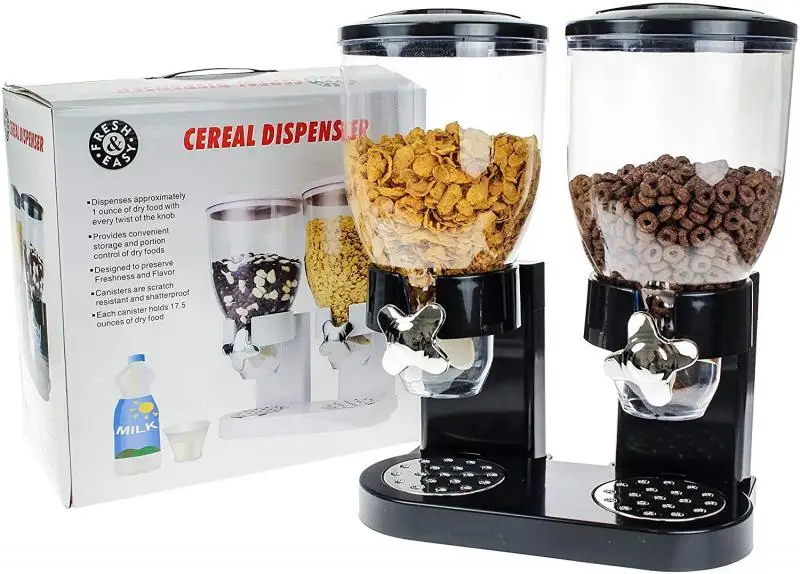 

A Set Of 2 Airtight Cereal Dispenser Dry Food Storage Container Grain Canister Kitchen Food Storage Organizer For Beans Rice HWC