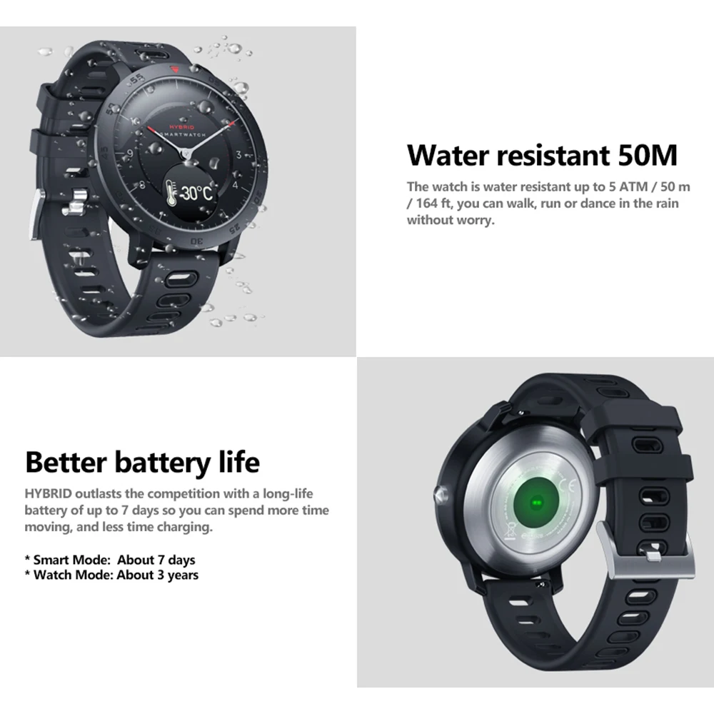 Zeblaze Hybrid 2 водонепроницаемые Смарт-часы монитор кровяного давления сердечного