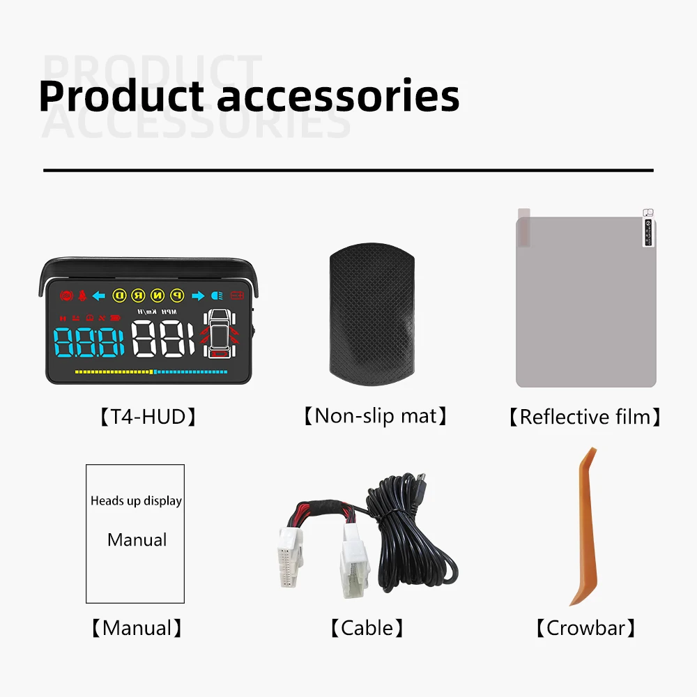 

GEYIREN T4 HUD Head Up Display Speed Mileage Safety Indicator Light Driving Time Door Indicator System For Tesla Model 3 Model Y