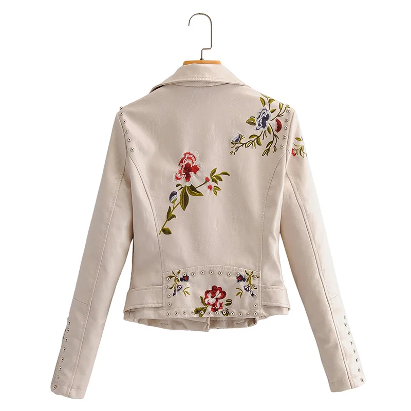 Женская мотоциклетная куртка на молнии с цветочным принтом из ПУ кожи | одежда