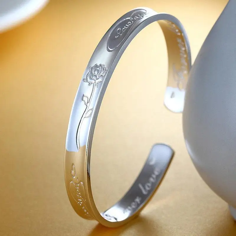 

Aisu Haogu Rose Bracelet Imperial Concubine Bracelet Pure Silver 999 Fashion Trend Bracelet a Love Token Weight about 26G