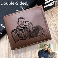 engraving photo wallets men custom picture text credit card travel wallet short thin personalized gift money clip christmas gift