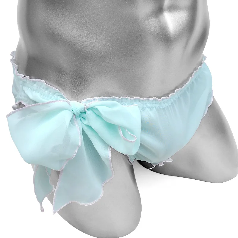 Softy Gauze Open Butt Sissy Panties With Adjustablge Bow Transparent Mens Underwear Thong Kawaii Cute Funny Gay Lingerie Panties