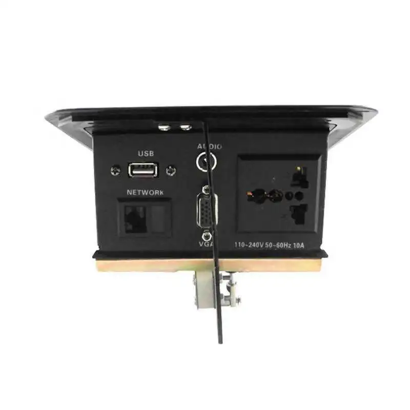 Черный мультимедийный стол Скрытая электрическая розетка с крышкой AC