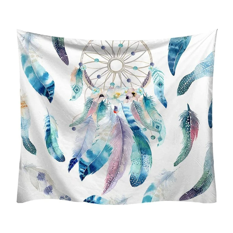 Nordic Style Hippie Tapestry Colorful Dreamcatcher Feather Printed Wall Hanging Blanket Bohemian Art Carpet Background Home | Дом и сад