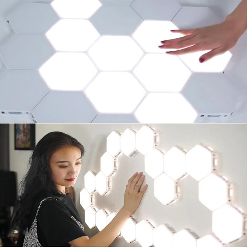 

NEW Touch Sensitive Hexagonal Lamps Quantum Modular LED Night Light Hexagons Creative Decoration Wall Lamp