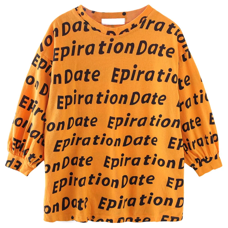 Осенние футболки для девочек новый модный милый мультяшный буквенный принт с