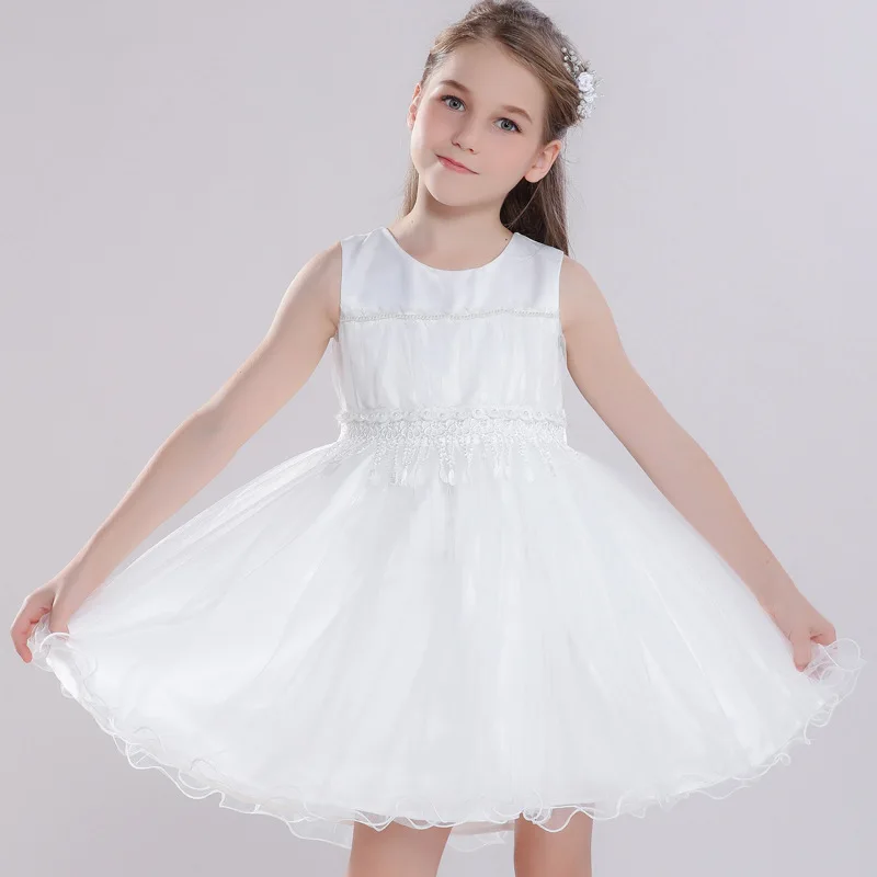 

Pretty Beading Pearl Detailing Girls Princess Dresses Kids Teen Piano Performance Host Evening Wedding Banque Dress 4-12 years