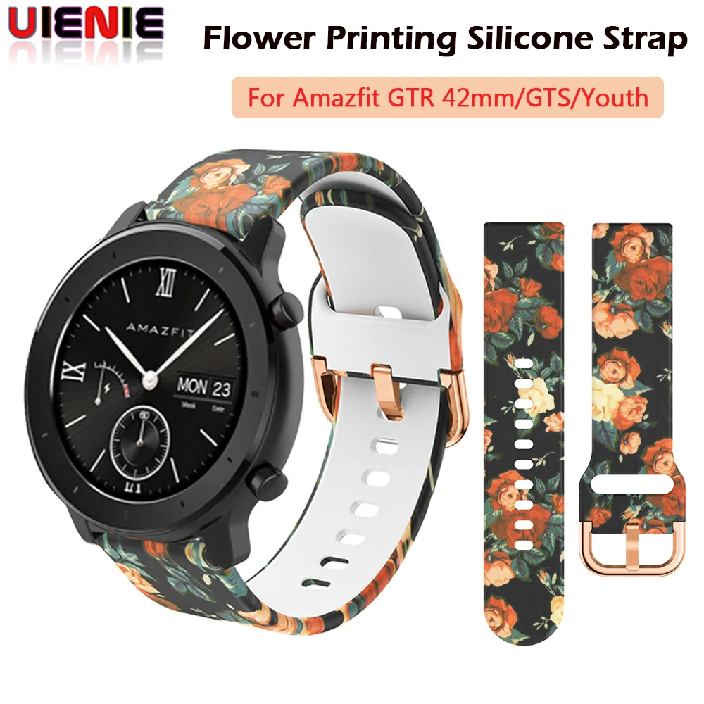 20 мм силиконовый ремешок для Amazfit Bip Correa мягкий резиновый ремень Huami GTR 42 GTS Smartwatch