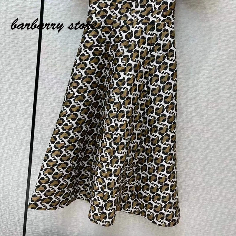 

High quality striped jacquard women's short sleeve dress fashion lace square neck A-line dress versatile casual dress long dress