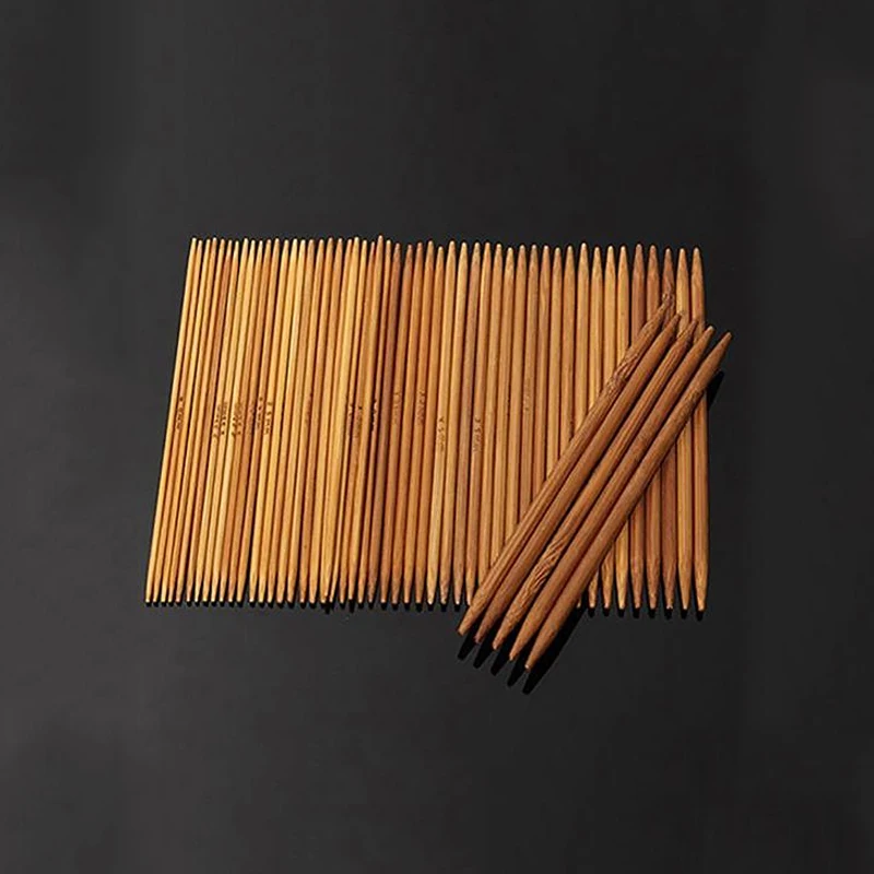 

55Pcs DIY Bamboo Knitting Needles Sets 13cm Double Pointed Sweater Weaving Needles Knitting Tools Household Accessories