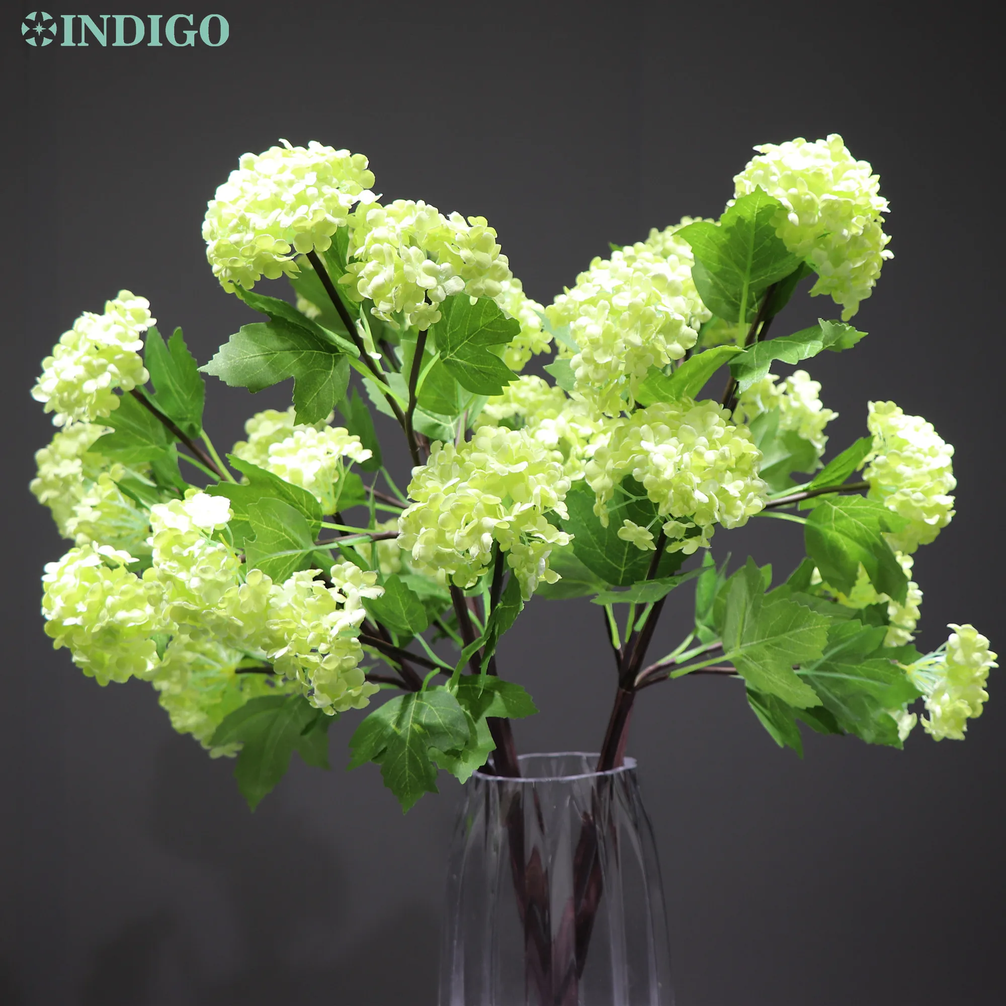 

INDIGO - Wholesale 100 Pcs 6 Heads Hydrangea Spray Silk Flower Snow Ball Wedding Party Fake Flower Decorative Event Flower