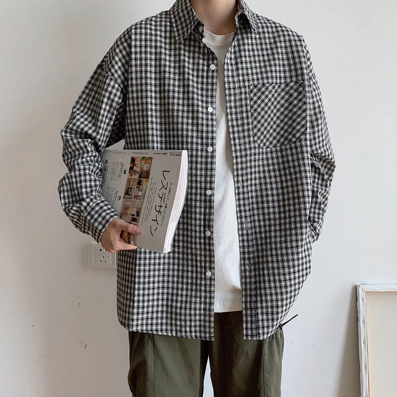 Новинка весна-осень 2019 корейская версия Ins клетчатая куртка мужская трендовая